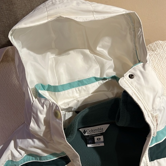 COLUMBIA SKI JACKET WOMEN'S MEDIUM W/ HOOD WHITE & GREEN - Picture 6 of 16